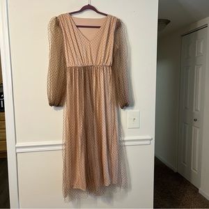 Shein Polka Dot Sheer Overlay Maxi Dress M